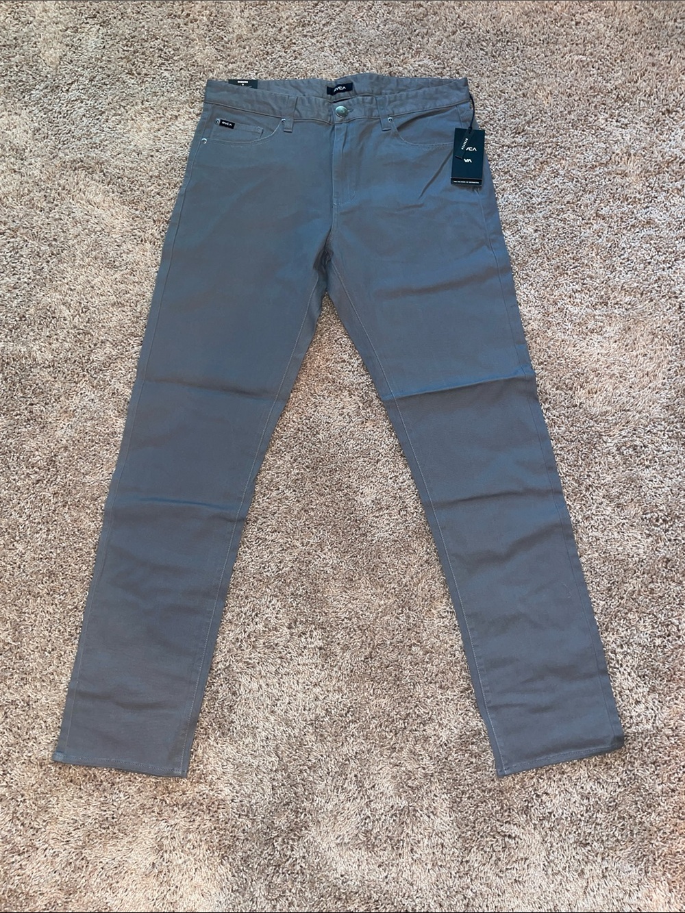 NWT RVCA Gray Dagger Slim Straight Pants size 34